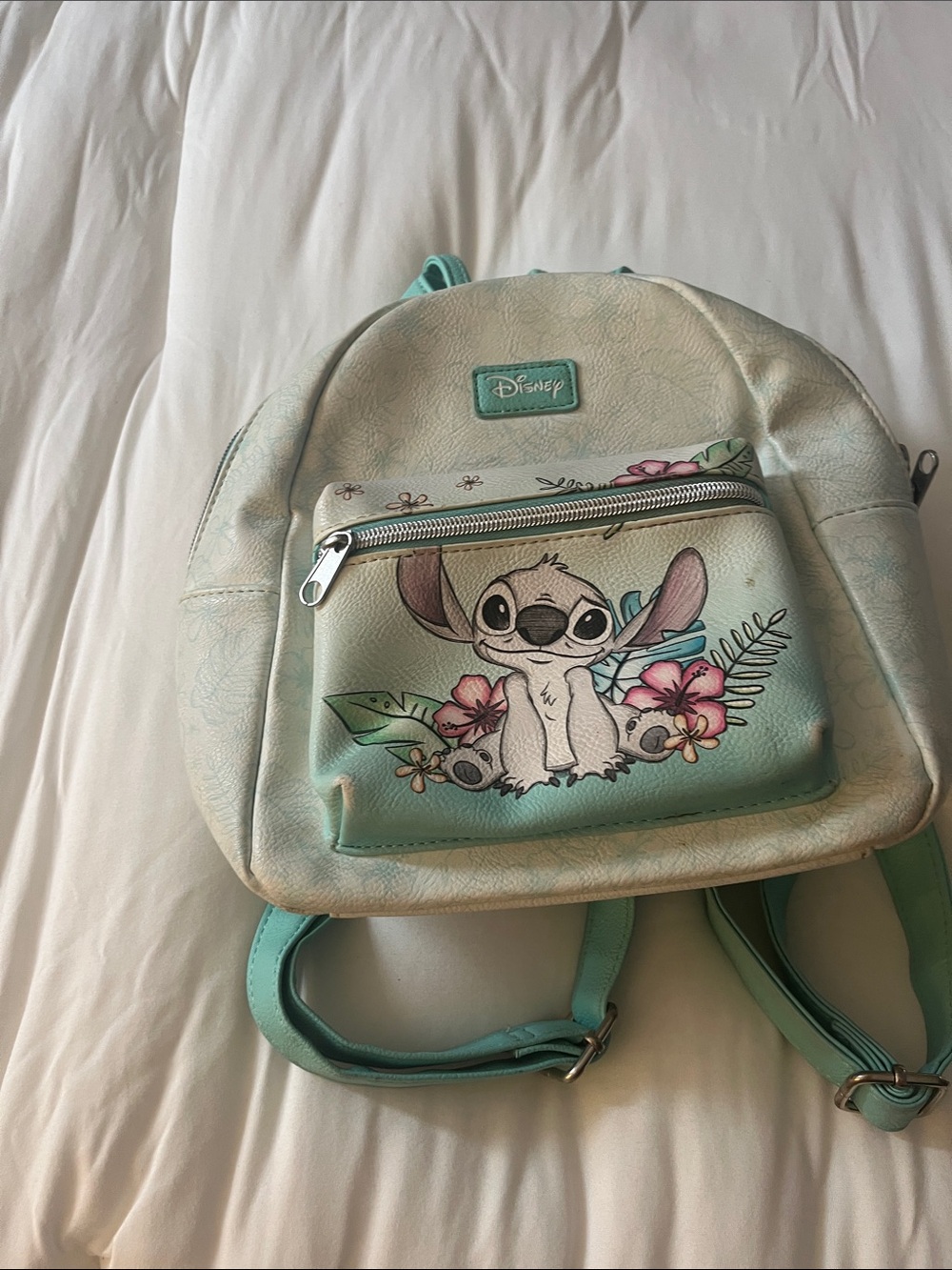 Disney Aqua Stitch Floral Mini Backpack